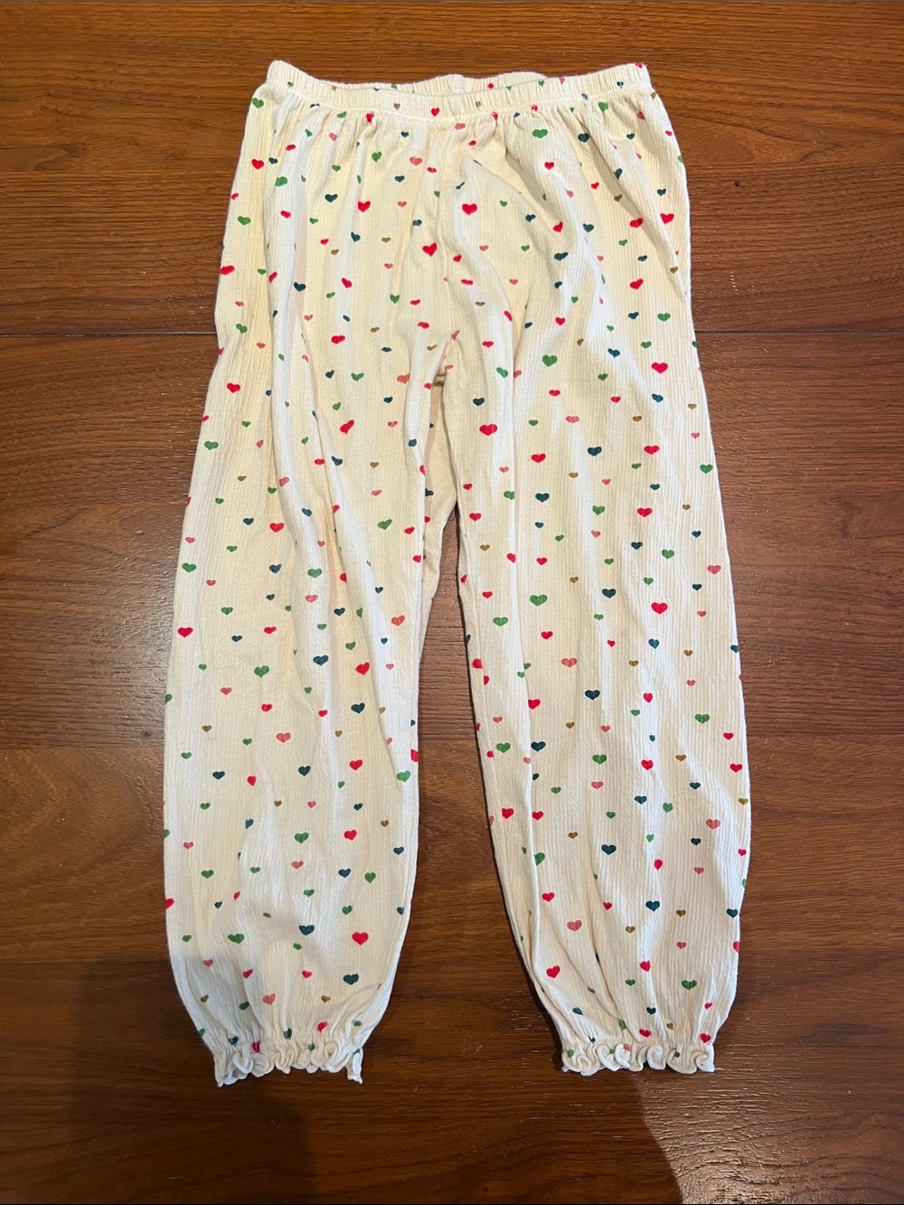 Cream Heart-Print balloon Pants